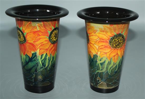 2 Sally Tuffin tapered floral vases